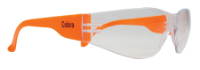 SGA SAFETY GLASSES COBRA CLEAR LENS - NEON ORANGE TEMPLES